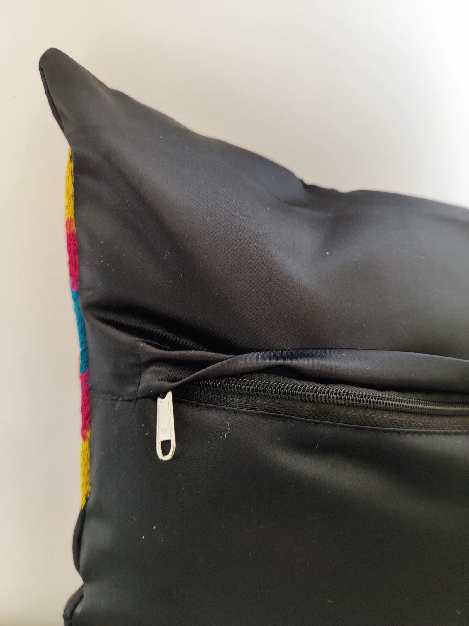 Multicolor Geometric Embroidered Cushion Cover – 16x16 inch | Satin Finish Decorative Throw Pillow by Kalps Decor (Pack of 1) - Image 5