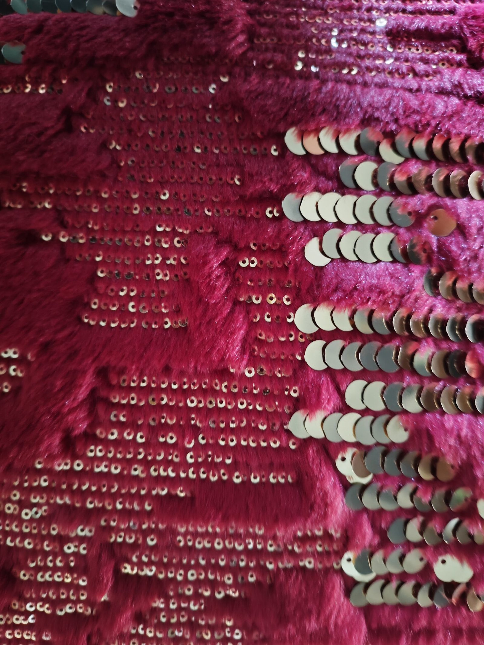 Maroon Faux Fur Cushion Cover with Golden Sequin Work – 16x16 inch | Decorative Throw Pillow for Sofa, Bed & Party Decor by Kalps Decor (Pack of 1) - Image 4