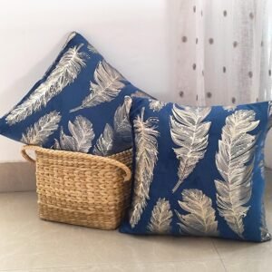 royal blue velvet cushion covers 16x16 inch silver print