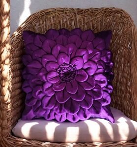 floral cushion cover 16x16 inch purple satin silk