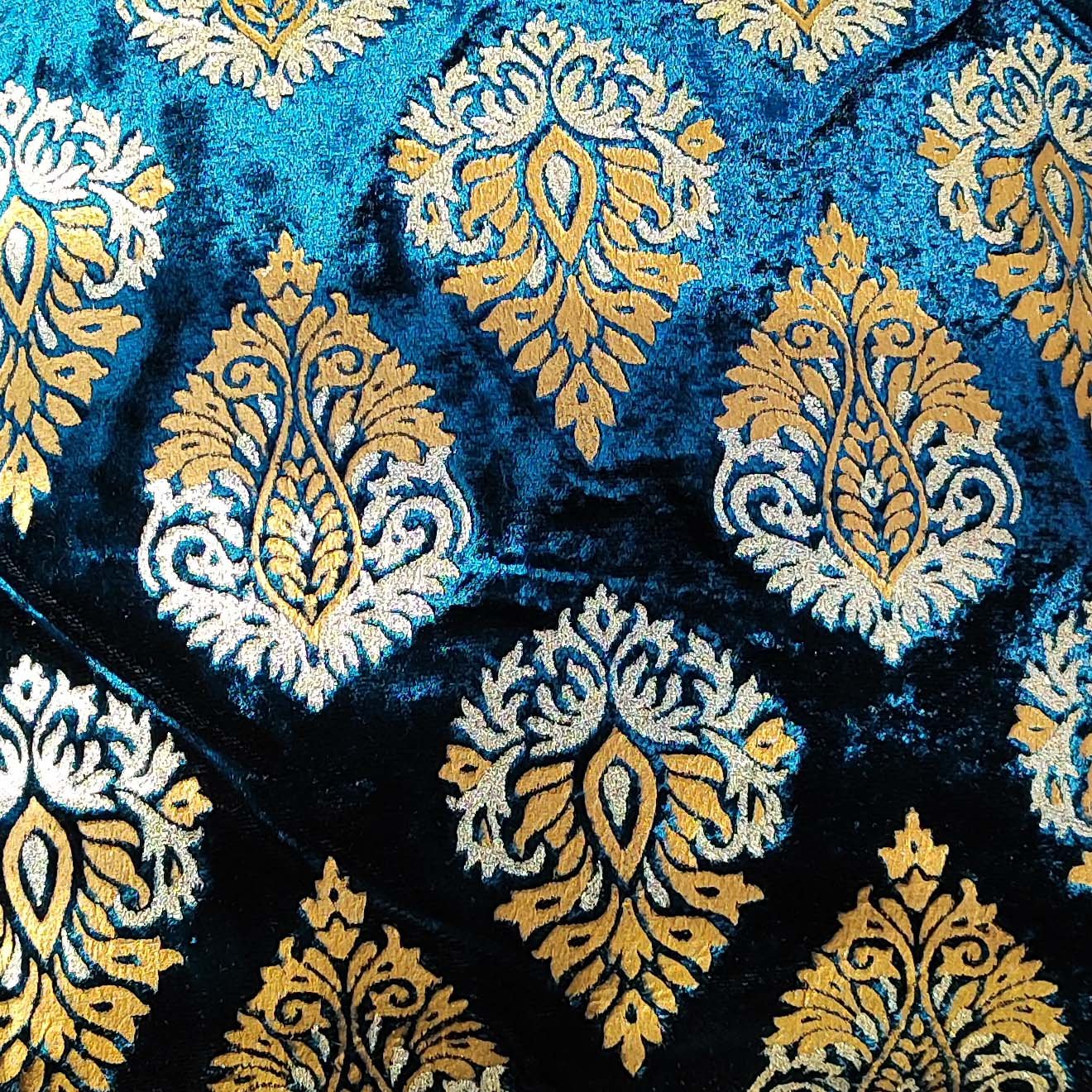 Premium Velvet Damask Cushion Cover – 16x16 inches – Beige & Gold | Luxurious Decorative Throw Pillow Cover for Sofa, Couch, or Bed (Pack of 1) - Image 4