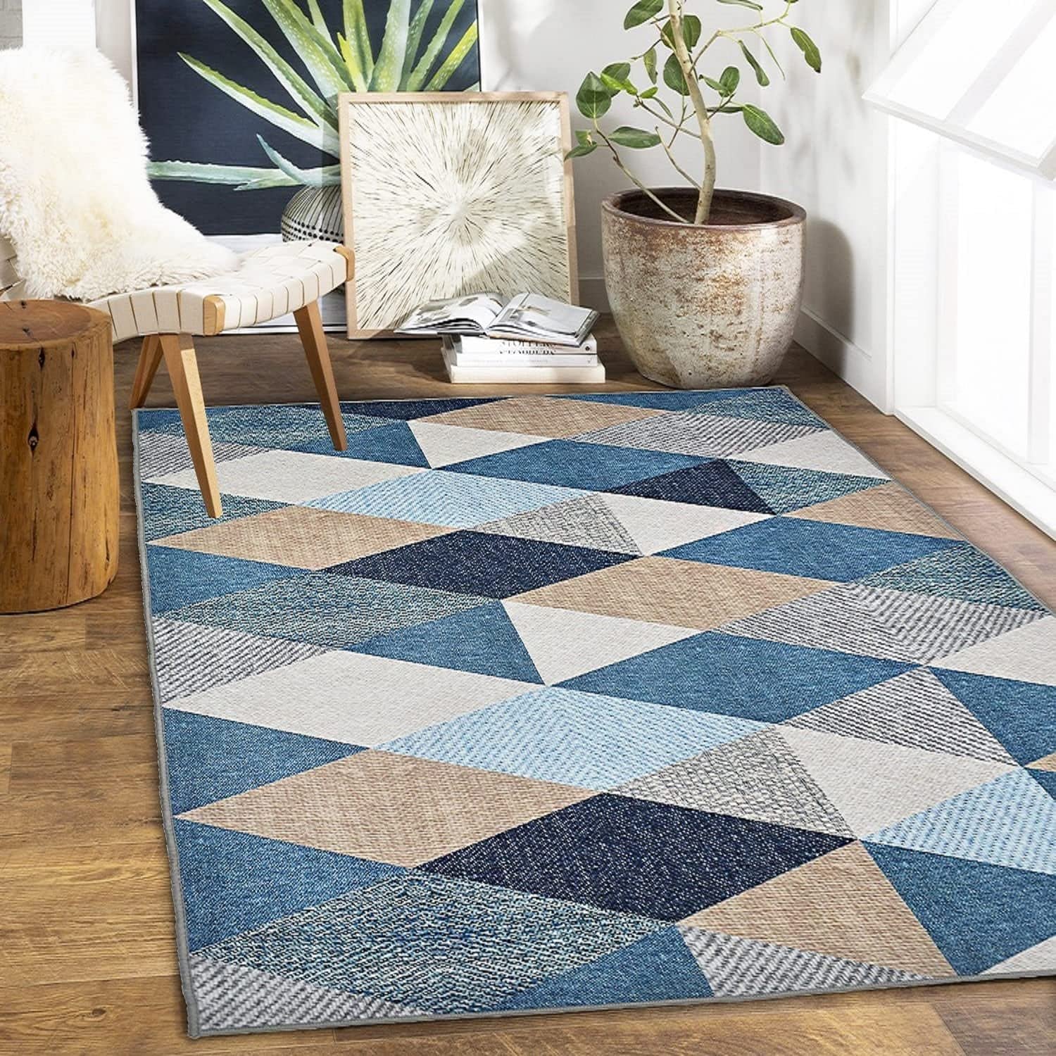 Multi Printed Carpet Rug Runner and Carpets for Bedroom/Living Area/ with Anti Slip Backing (3x5 fts)