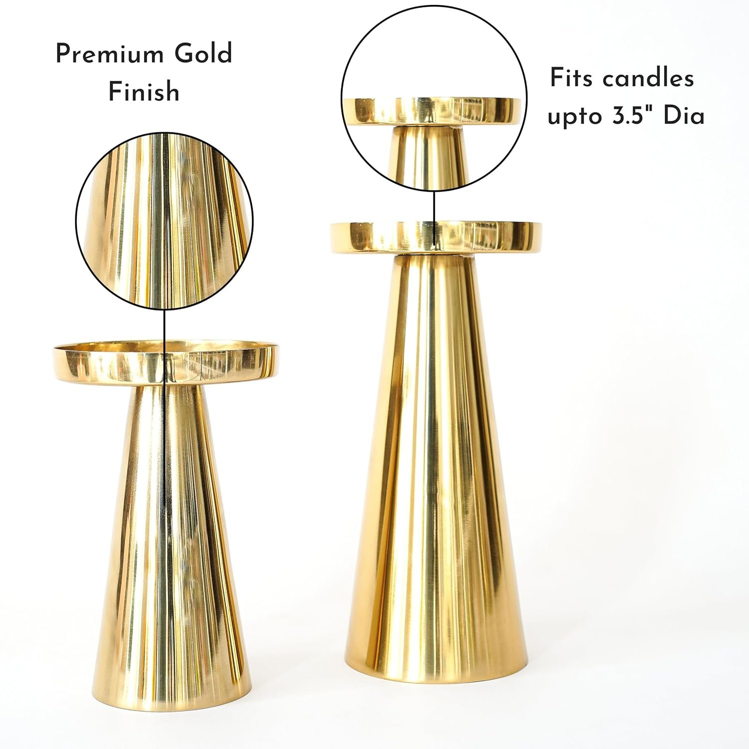 Golden Metal Pillar Candle Holder (Set of 2) - Image 4