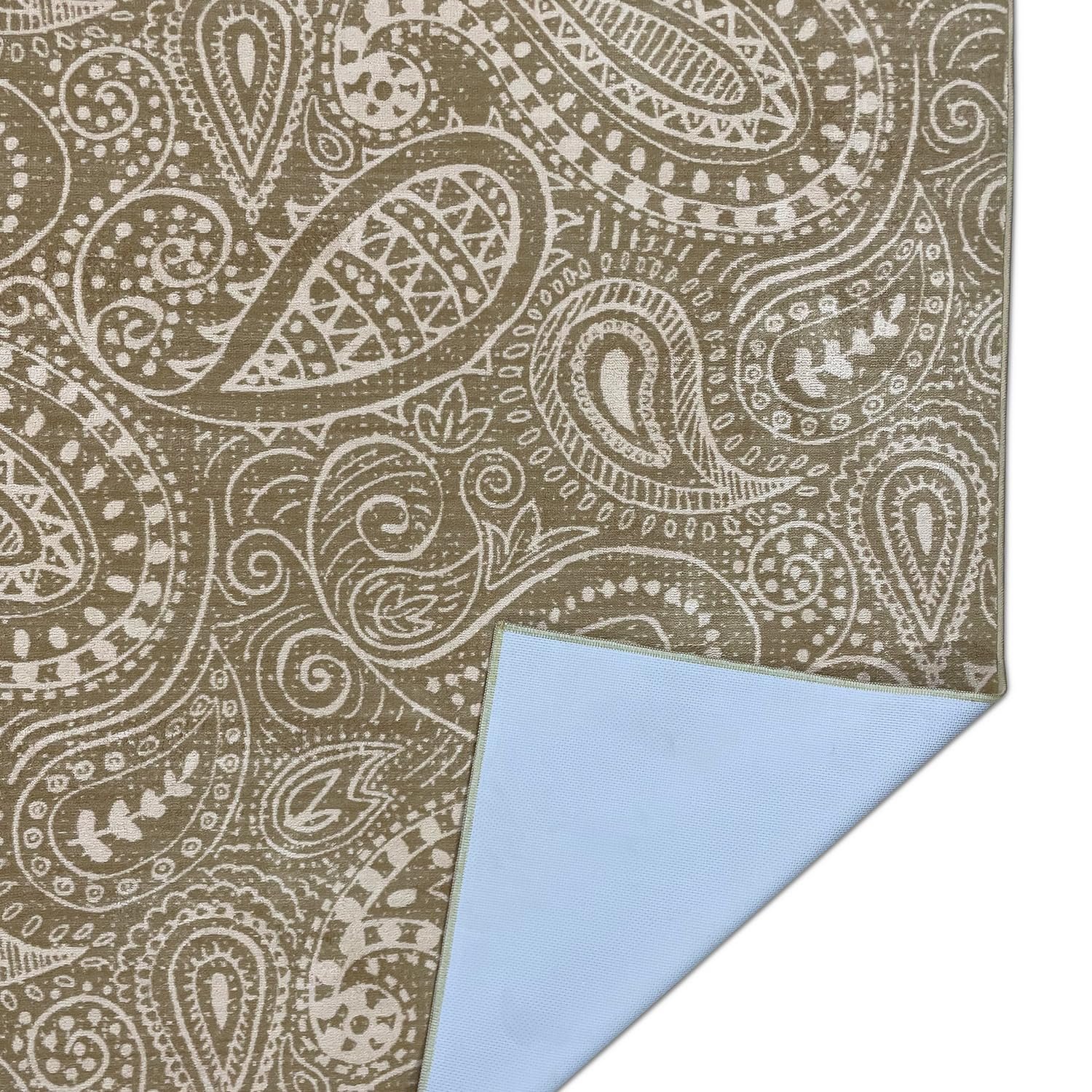 "Premium Paisley Design Area Rug – Elegant Beige & White Floor Carpet for Living Room, Bedroom & Home Décor" - Image 4