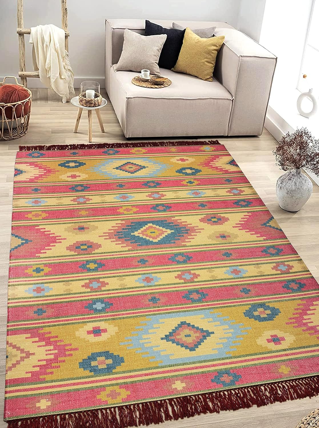 Printed Carpets for Living Room | Floor Rug Ideal for Bedroom | Drawing Room (Rust, 4x6 Feet)