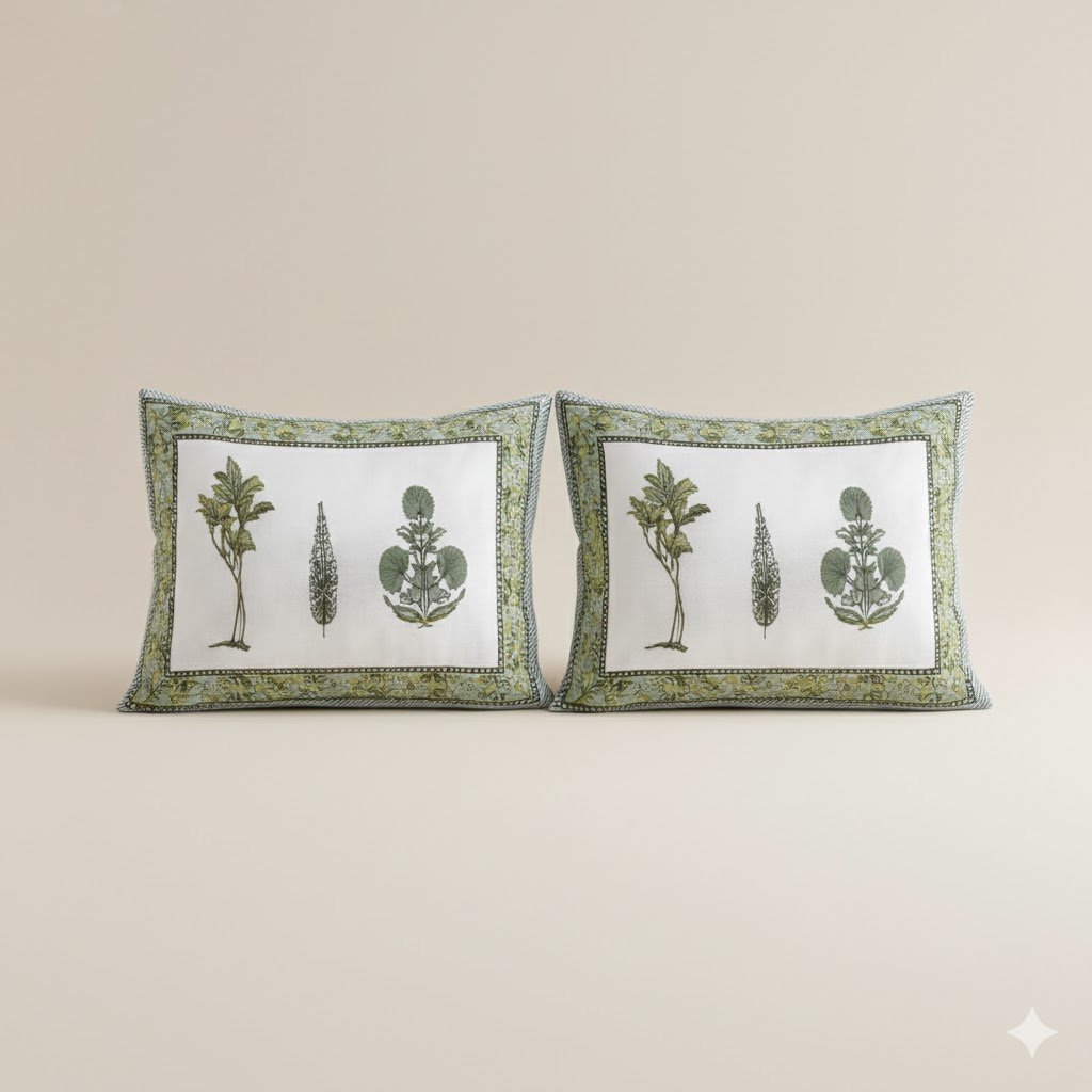 Premium White Botanical Pure Cotton Double Bedsheet Set - Image 3