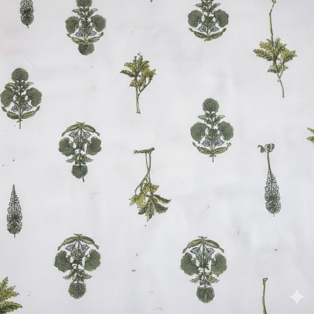 Premium White Botanical Pure Cotton Double Bedsheet Set - Image 4