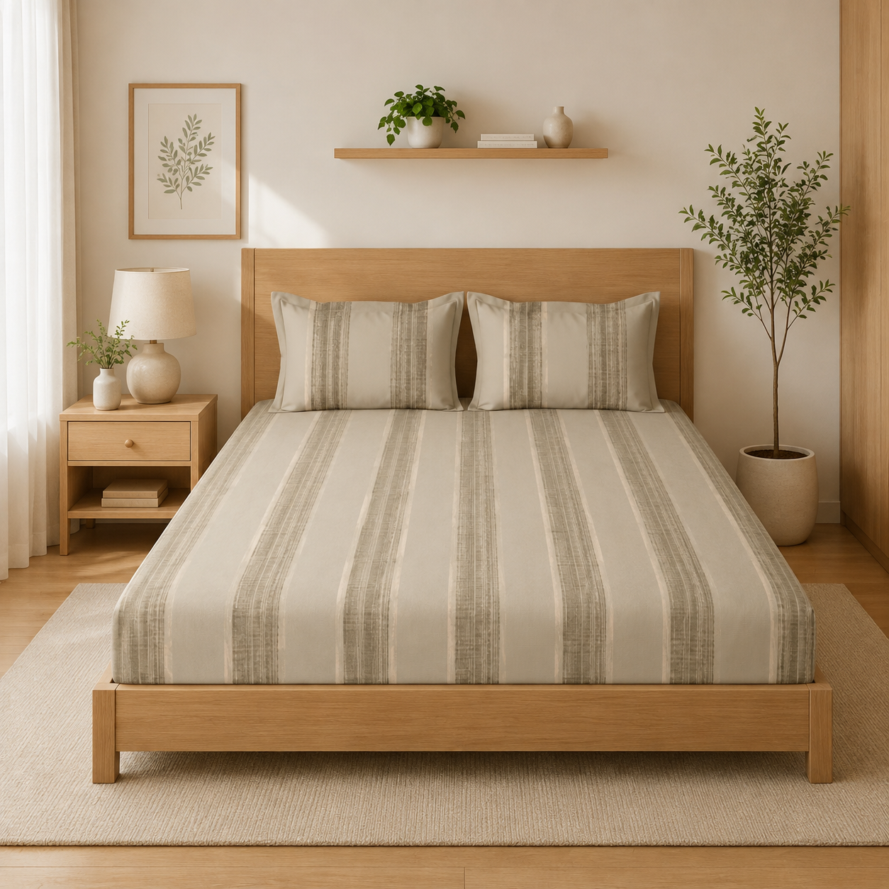 King Size Panel Print Pure Cotton Premium Bedsheet with 2 Pillow Covers – 300 TC | 108 x 108 Inches