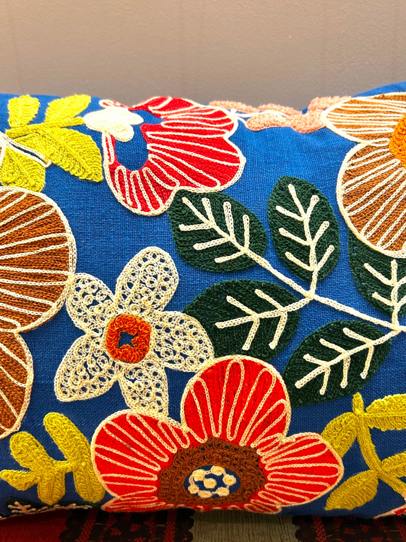 Multicolour Floral Embroidered Cushion Cover Size 12x18 inch - Image 2