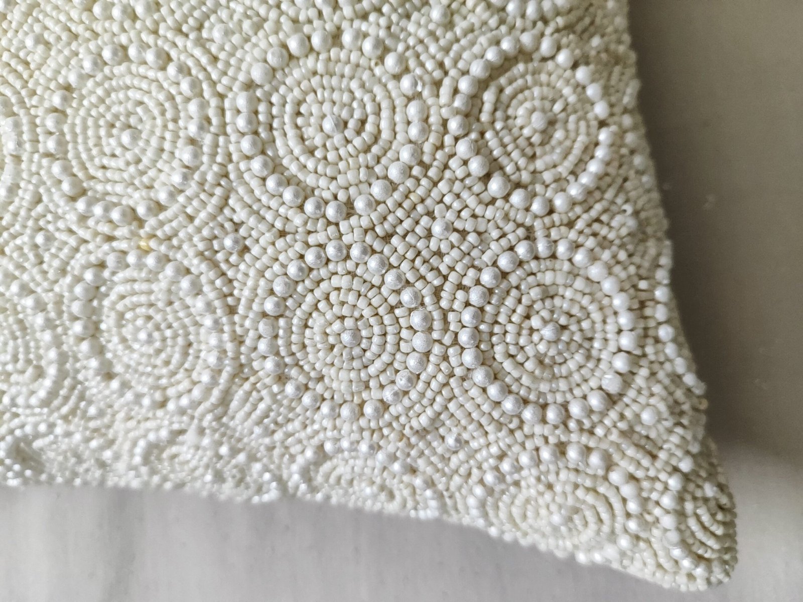 KALPS DECOR White Handcrafted Beaded Cushion Cover 16 x 16 Inch | Elegant Textured Decorative Pillow Cover for Sofa, Bed & Chair | Pack of 1 - Image 3